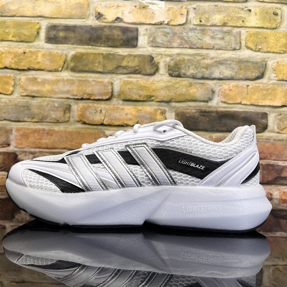 Mens 8.5 - Adidas Lightblaze Glow Lightstrike Cloud White Matte Silver Black